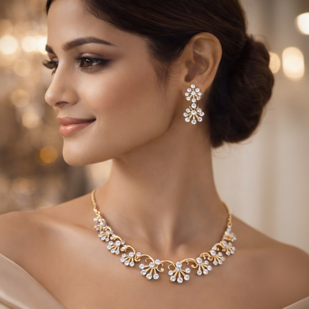 Premium Diamond Necklace Set in 14Kt Gold – IGI Certified | Savya Jewels