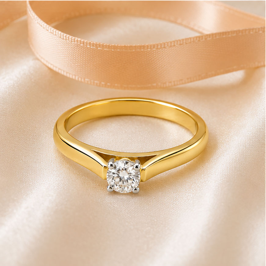 Diamond Solitaire Ring 0.37 Ct | 18Kt Gold | IGI Certified