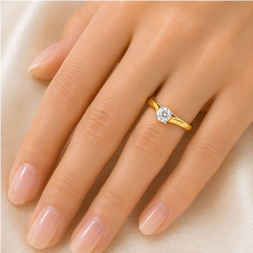 Diamond Solitaire Ring 0.37 Ct | 18Kt Gold | IGI Certified