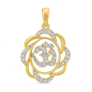 Auspicious Om Diamond Gold Pendant | Savya Jewels | 18-kt-gold