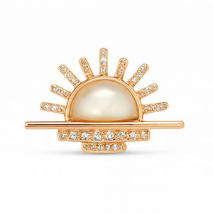 Sunrise Pearl & Diamond Bar Pendant in Rose Gold | Savya Jewels | 18-kt-gold | pearl