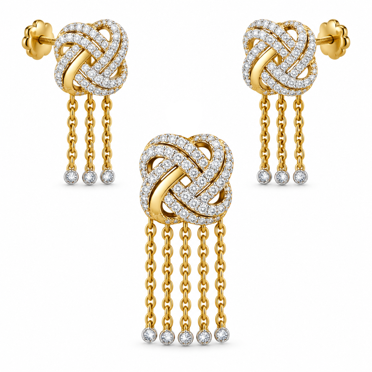 18K Gold Diamond Pendant Set – Eterna Wave | Savya Jewels