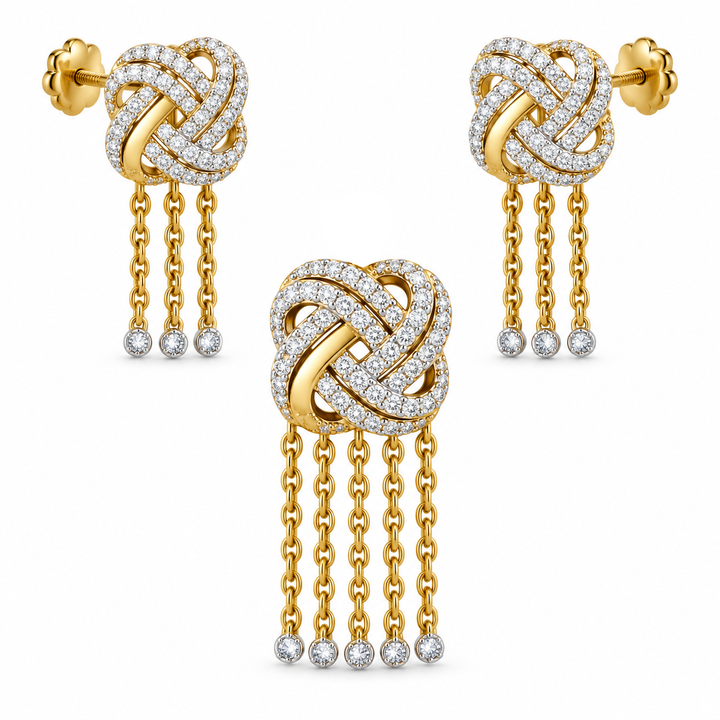 18K Gold Diamond Pendant Set – Eterna Wave | Savya Jewels