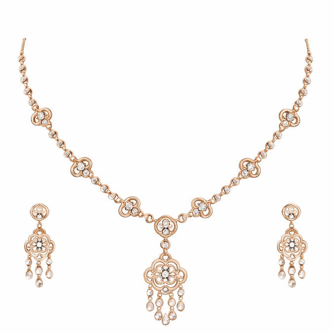 Best Delicate Diamond Vine Necklace with Matching Earrings in Meerut | Savya Jewels