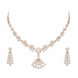 Best Graceful Diamond Pendant Necklace Set with Earrings in Meerut | Savya Jewels