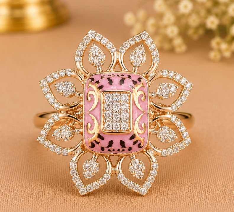 Golden Majesty Double Halo Diamond Ring in 14Kt Gold | 0.88 Ct