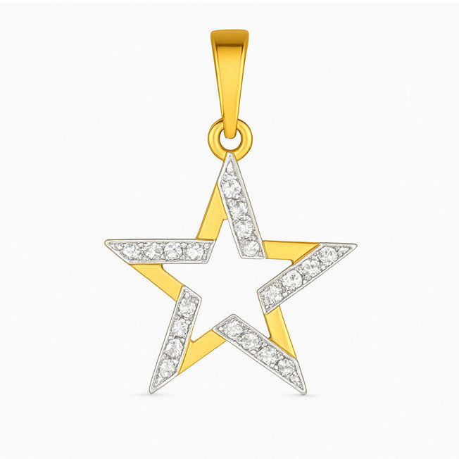 Best Open Star Diamond Pendant – Yellow Gold in Meerut | Savya Jewels