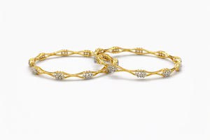 Timeless Blossom Diamond Bangles in Yellow Gold | Savya Jewels | 14-kt-gold