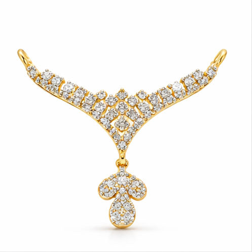 Best Designer Double Kunda Diamond Tanmaniya Pendant – Yellow Gold in Meerut | Savya Jewels