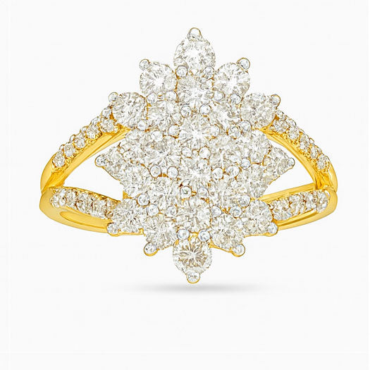 Royal Cushion Cluster Diamond Ring | Savya Jewels | 18Kt 18-kt-gold