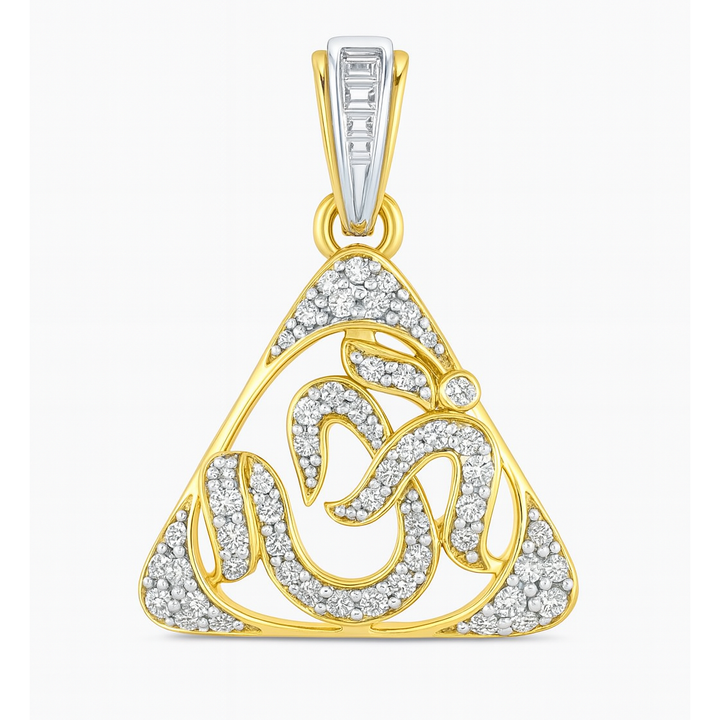 Best Elegant Om Triangle Pendant with Diamond Accents in Meerut | Savya Jewels
