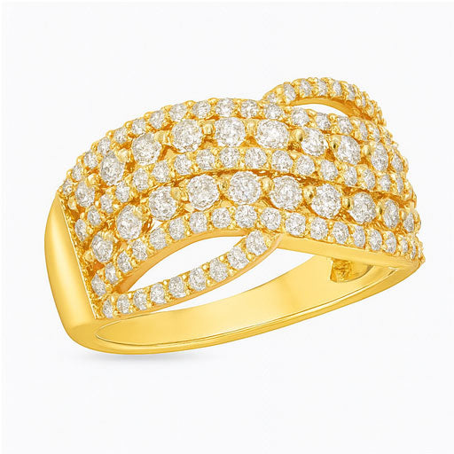 Best Golden Petals Sparkle Diamond Ring in Meerut | Savya Jewels