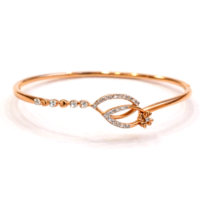 Best Diamond Leaf Swirl Open Cuff Bracelet (Rose Gold) in Meerut | Savya Jewels