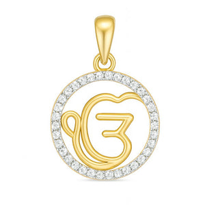 Om Motif Diamond Pendant in Gold – Minimal & Stylish | Savya Jewels | 18-kt-gold