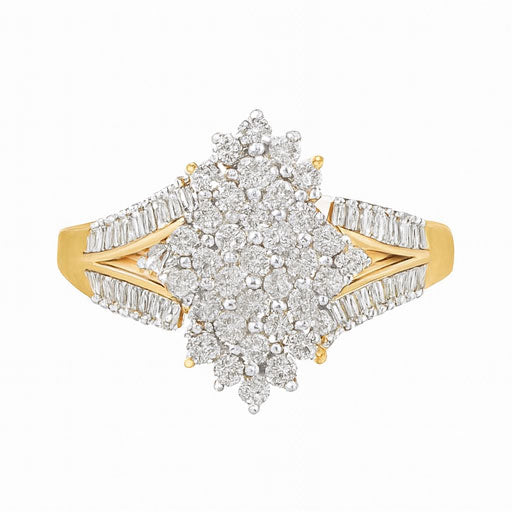 Starlit Cushion Cluster Diamond Ring | Savya Jewels | 18Kt 18-kt-gold