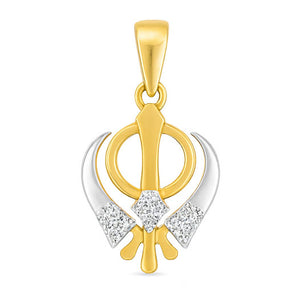 Sikh Khanda Pendant with Diamond Detailing – Modern Look | Savya Jewels | 14-kt-gold