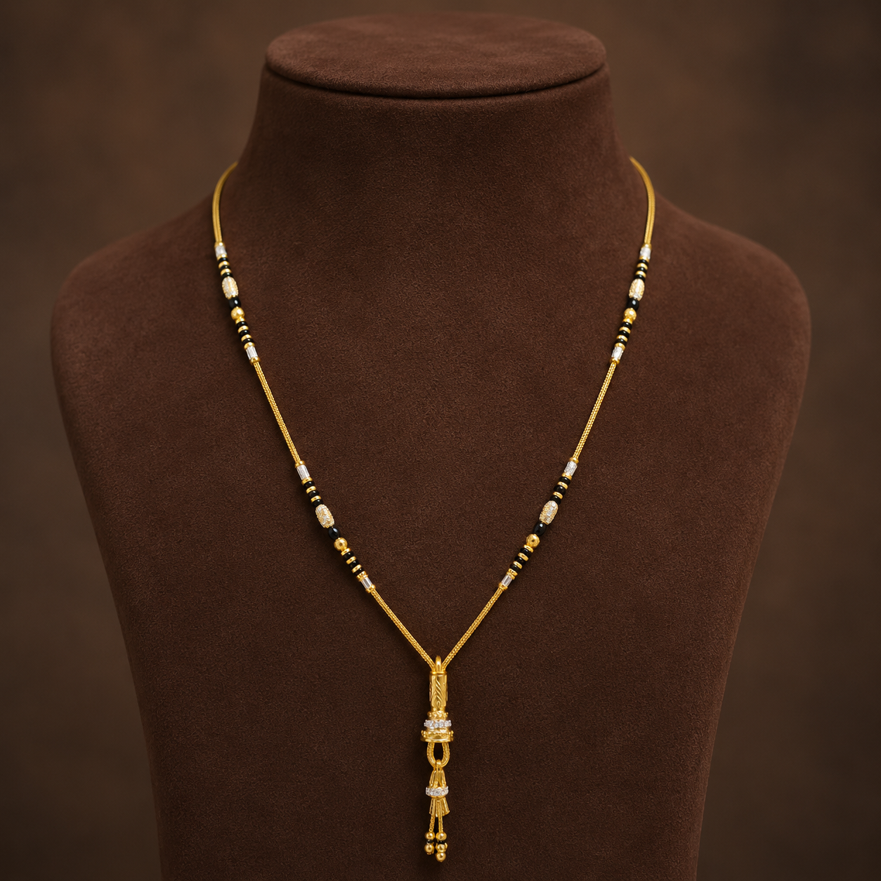 Traditional Gold Mangalsutra in 22KT Yellow Gold with Black Beads | 10.30g