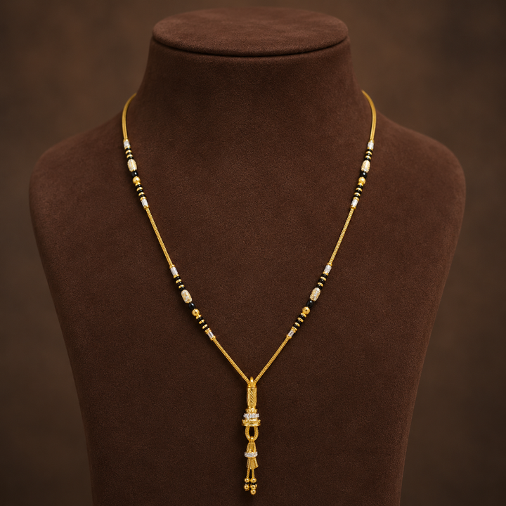 Traditional Gold Mangalsutra in 22KT Yellow Gold with Black Beads | 10.30g