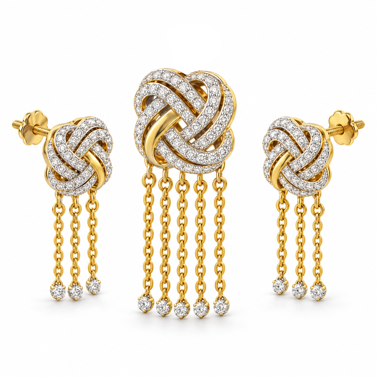 18K Gold Diamond Pendant Set – Eterna Wave | Savya Jewels