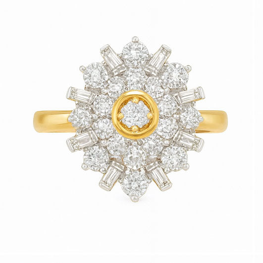 Sparkling Sunflower Diamond Statement Ring | Savya Jewels | 18Kt 18-kt-gold