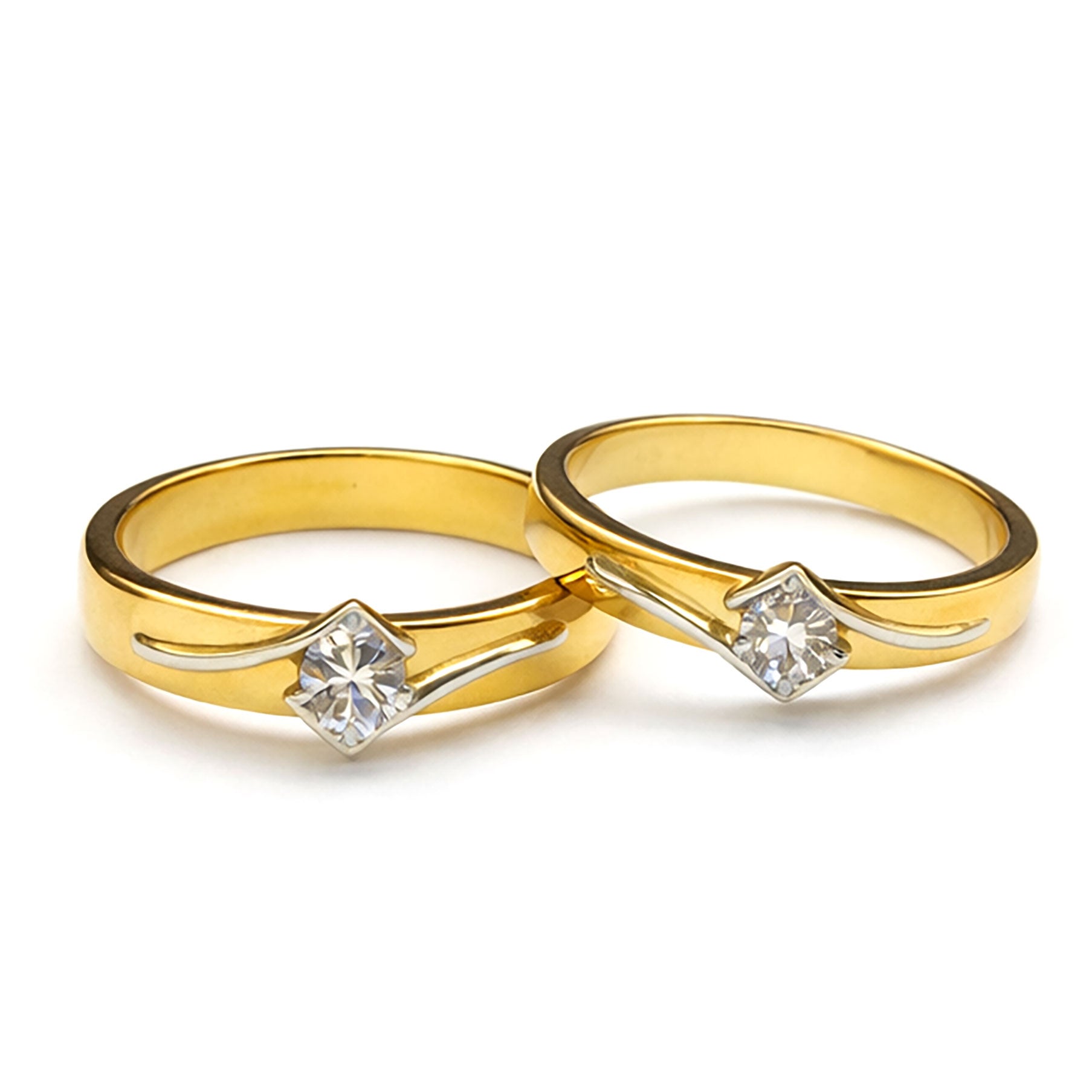 Sleek Infinity Diamond Couple Bands | Savya Jewels | 14-kt-gold