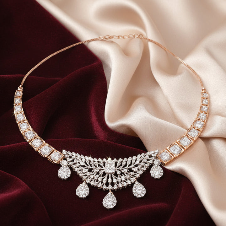 Royal Rose Gold Diamond Bridal Necklace Set