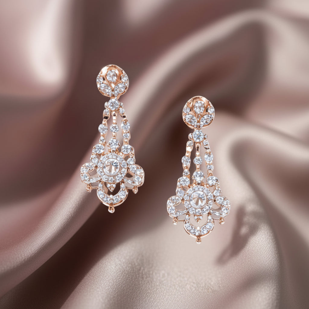 Royal Rose Gold Diamond Bridal Necklace Set