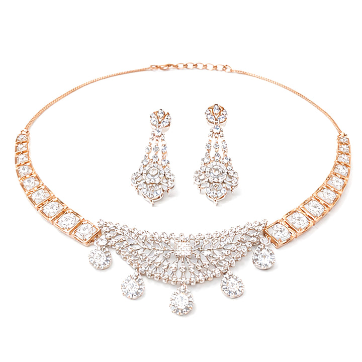 Royal Rose Gold Diamond Bridal Necklace Set