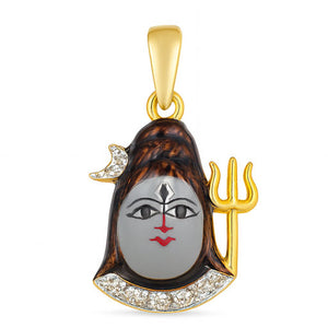 Divine Shiva Trishul Diamond Pendant | Savya Jewels | 14-kt-gold