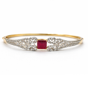 Ruby Blossom Halo Diamond Bracelet