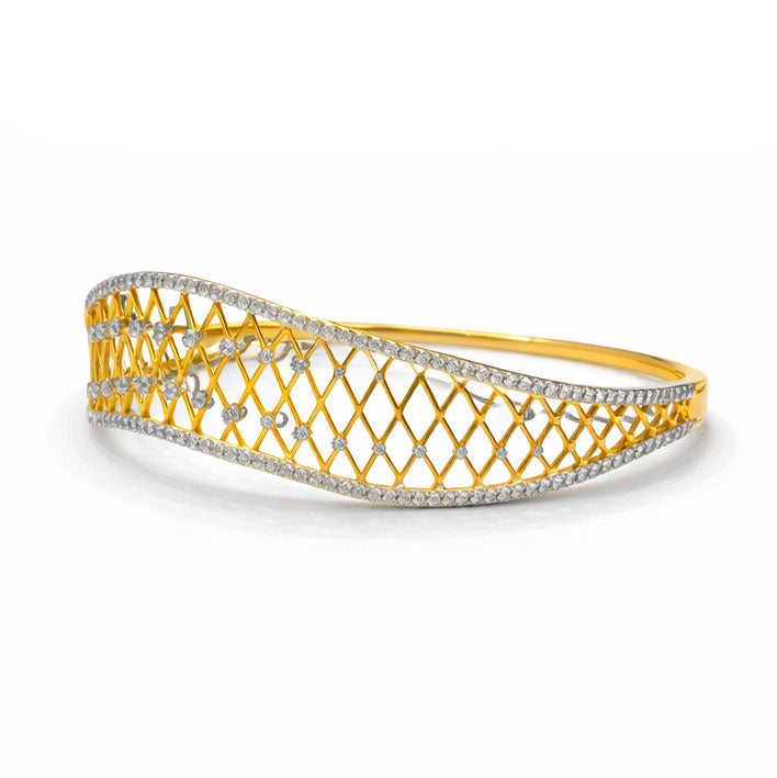 Best Diamond Net Wave Gold Bracelet in Meerut | Savya Jewels
