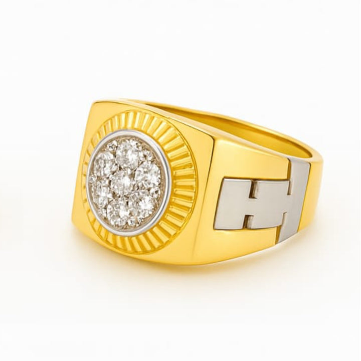 Two-Tone Gold Men’s Cluster Diamond Ring