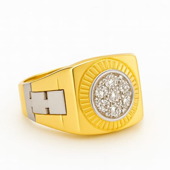 Two-Tone Gold Men’s Cluster Diamond Ring