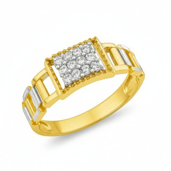 Two-Tone Gold Men’s Ring with Cluster Diamonds