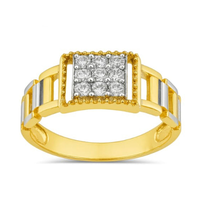 Two-Tone Gold Men’s Ring with Cluster Diamonds