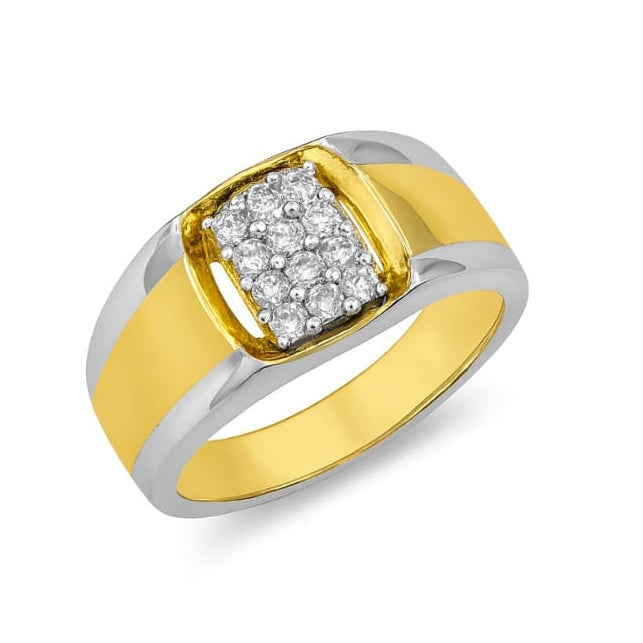 Stylish Dual-Finish Men’s Diamond Ring