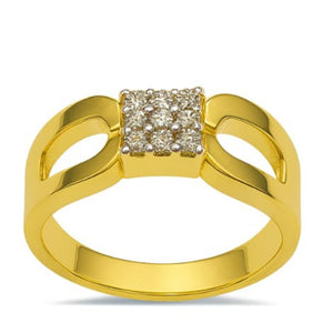 Best Men’s Designer Gold Diamond Ring with Cut-Out Shoulders in Meerut | Savya Jewels