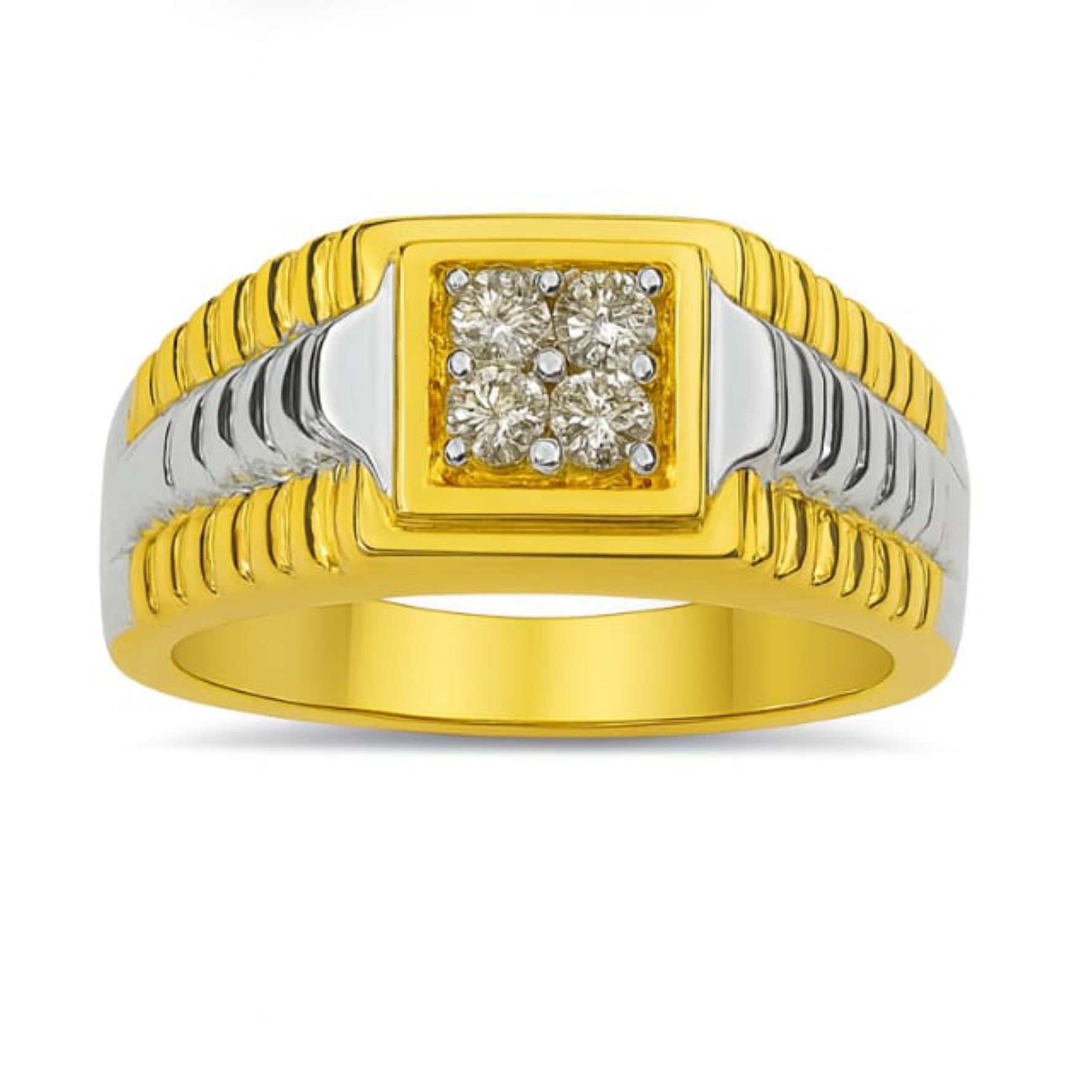 Best Luxury Men’s Dual-Tone Gold Diamond Ring in Meerut | Savya Jewels