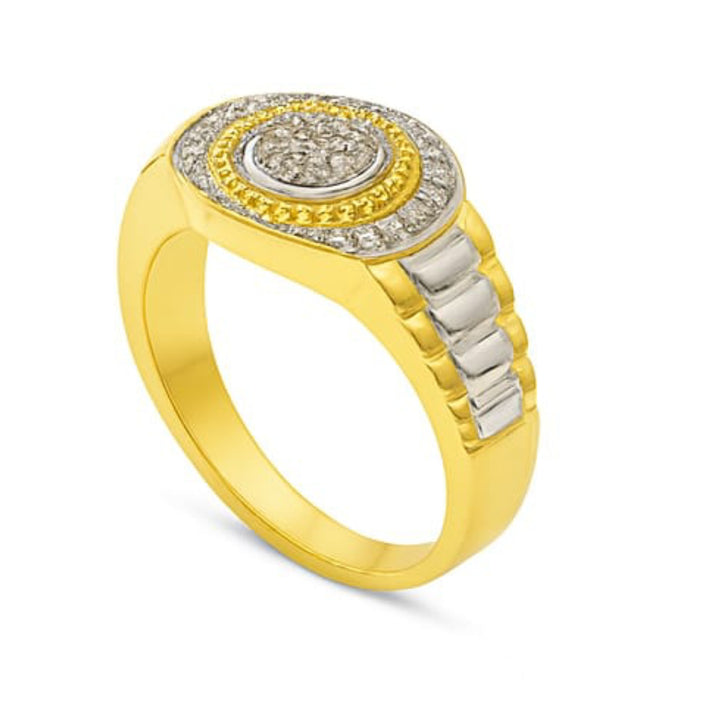 Men’s Modern Gold Ring with Raised Circular Diamond Head
