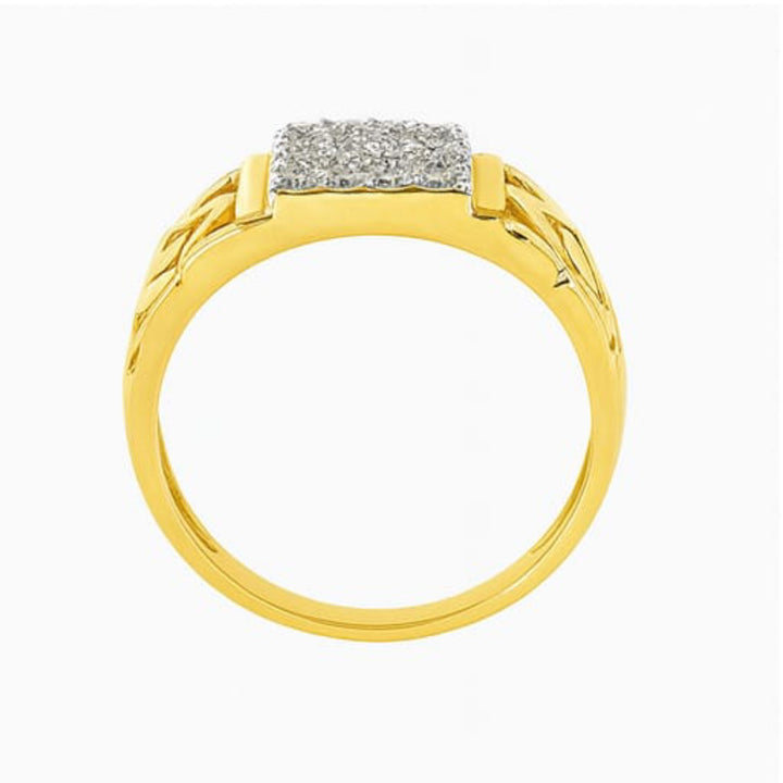 Traditional Square-Top Gold Diamond Ring for Men