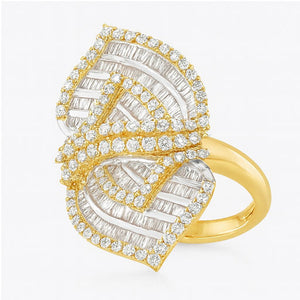 Twin Leaf Diamond Cocktail Ring | Savya Jewels | 18Kt 14-kt-gold