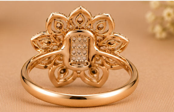 Golden Majesty Double Halo Diamond Ring in 14Kt Gold | 0.88 Ct