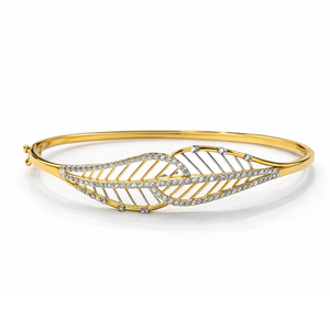 Golden Leaf Diamond Bangle Bracelet
