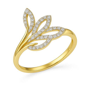 Best Elegant Leaf Cluster Diamond Ring in Meerut | Savya Jewels