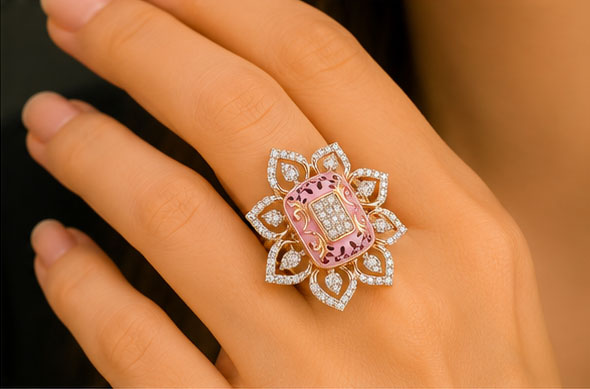 Golden Majesty Double Halo Diamond Ring in 14Kt Gold | 0.88 Ct