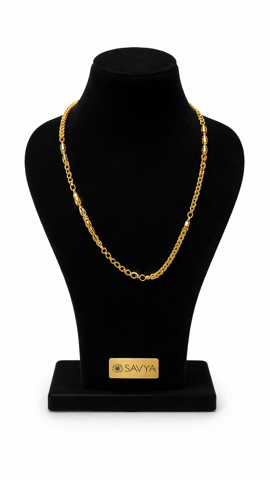 Fancy Barrel Link Gold Chain