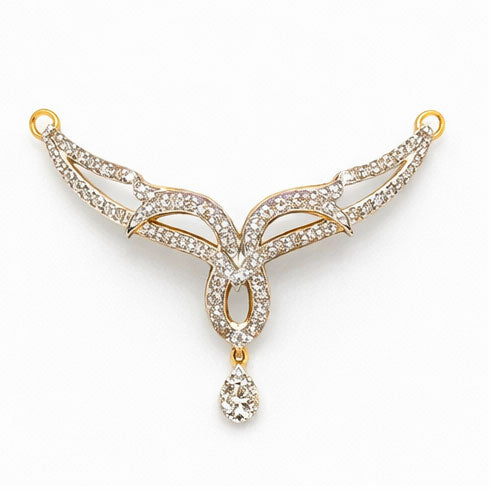 Best Classic Double Kunda Diamond Tanmaniya Pendant in Yellow Gold in Meerut | Savya Jewels