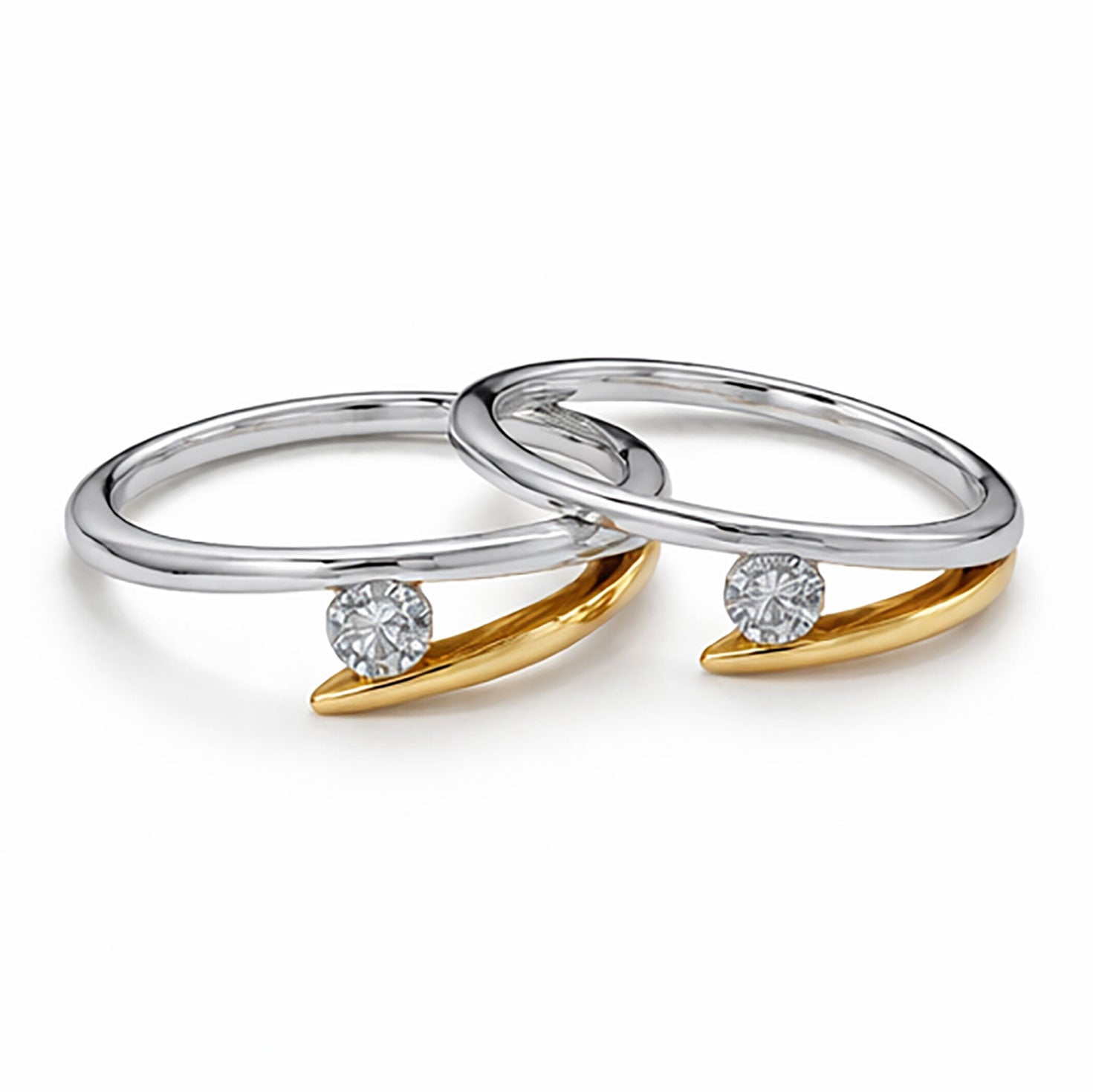 Crossover Wave Diamond His & Her Rings | Savya Jewels | 14-kt-gold