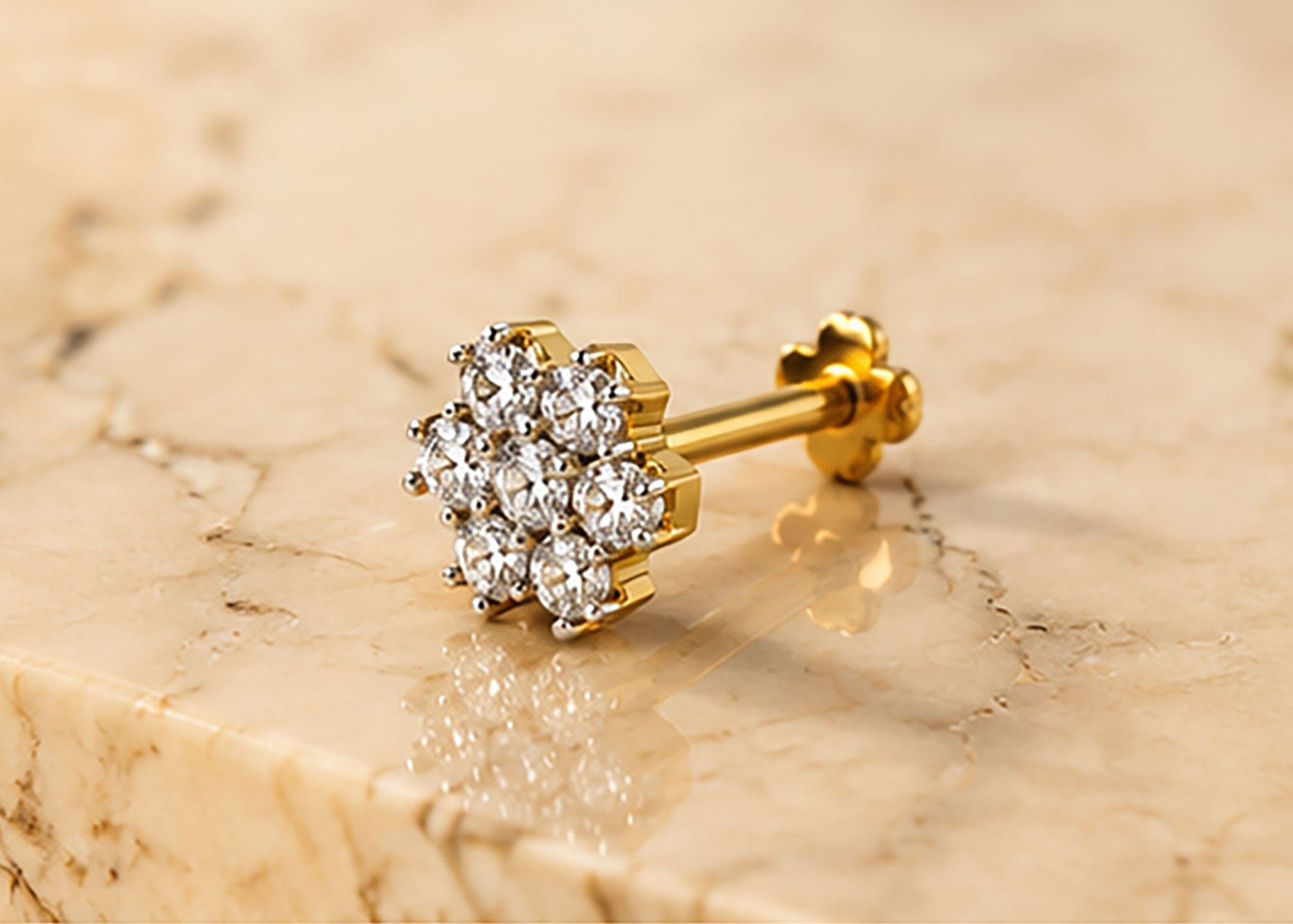 Diamond Nose Pin | Gold & Diamond Nose Pin | Savya Jewels