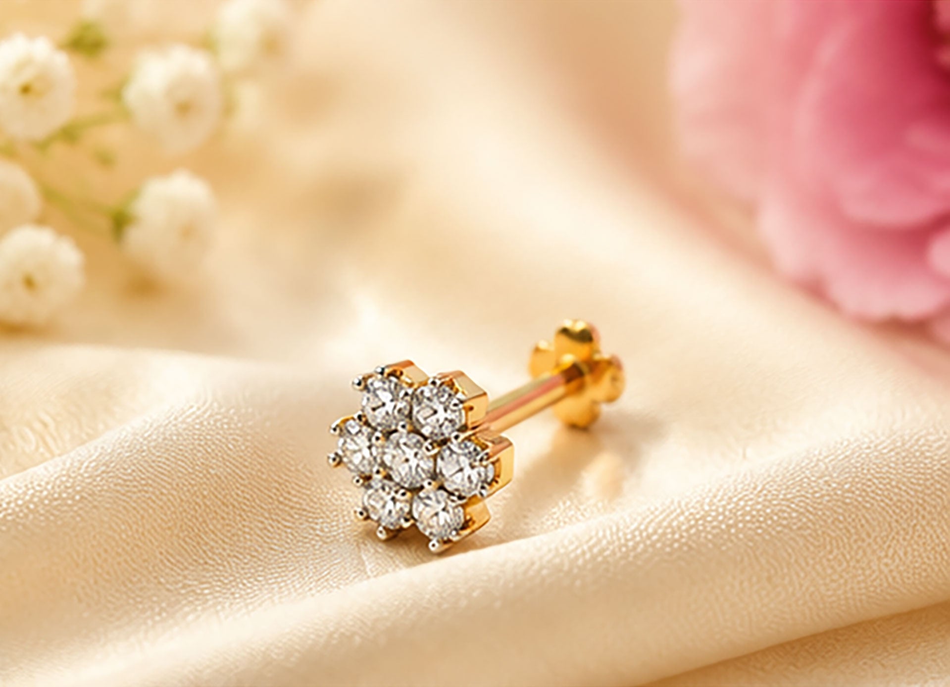 Diamond Nose Pin | Gold & Diamond Nose Pin | Savya Jewels